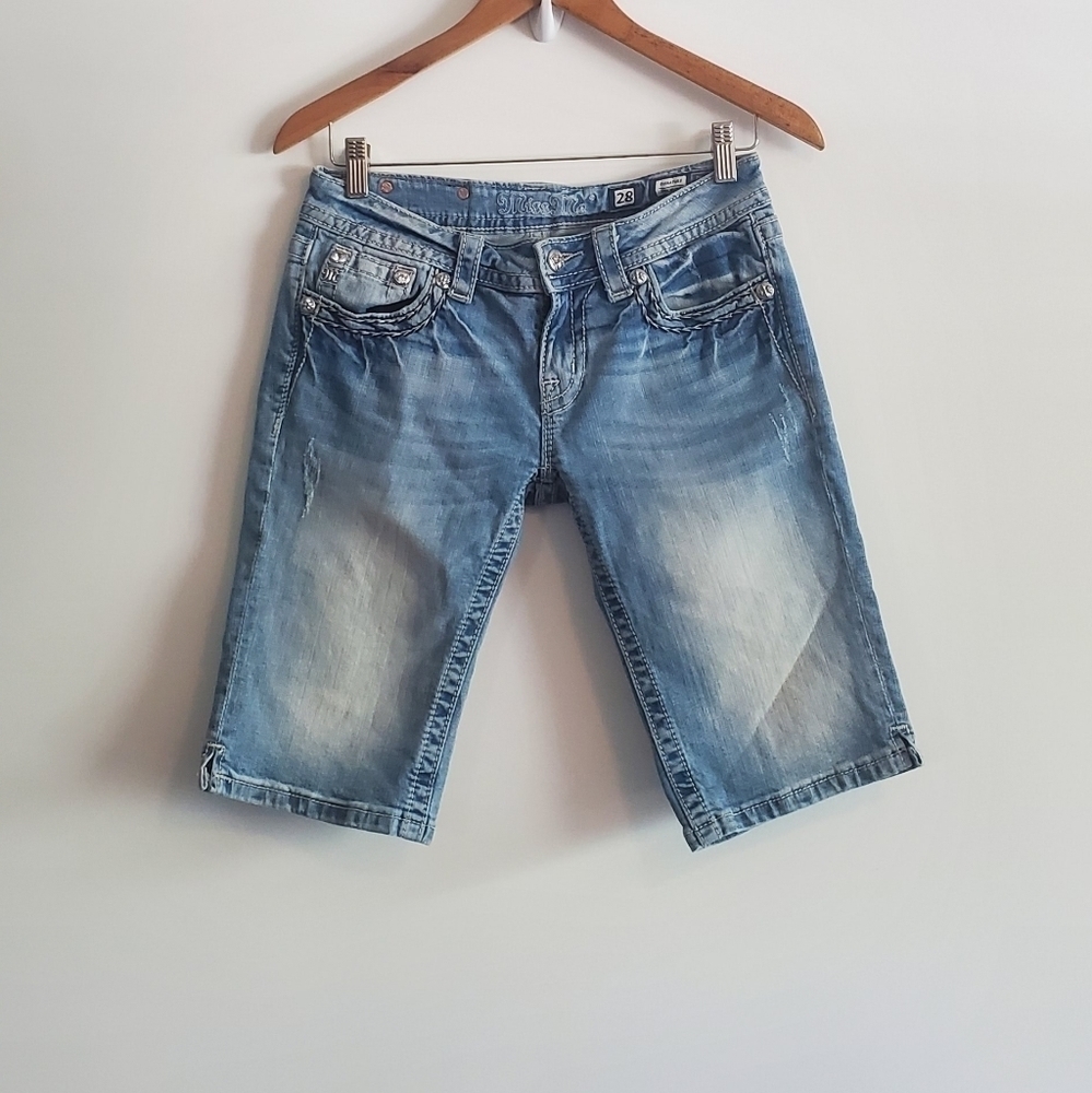 Miss Me blue jean Bermuda shorts